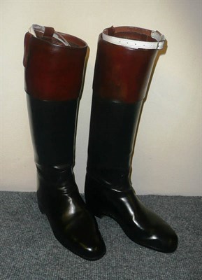 Lot 69 - A Pair of Gentleman's Black Leather Top Boots by Peels of Oxford Street, London, size 8 1/2.