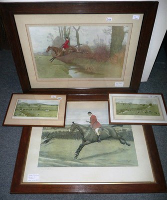 Lot 75 - Cecil Aldin - Frank Freeman at Crick (The Pychley), hunting scene with the huntsman taking a ditch