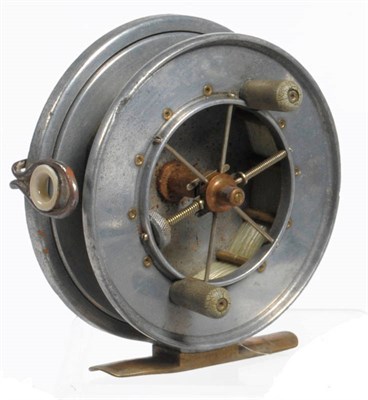 Lot 80 - An Allcock's 4-Inch Alloy 'Aerial Popular' Reel, Design No.689467, with twin tapered white handles