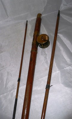 Lot 118 - A 19th Century 3pce Greenheart Rod with Small Brass Winch