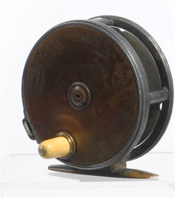 Lot 119 - A Hardy 3-Inch Brass Faced 'Perfect' Fly Reel, with ivorine handle, rod in hand trademark, enclosed