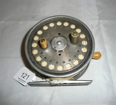 Lot 121 - A Hardy 4-Inch Alloy 'Silex No.2' Reel, Pat.No.2208, with twin white handles on pierced drum, three