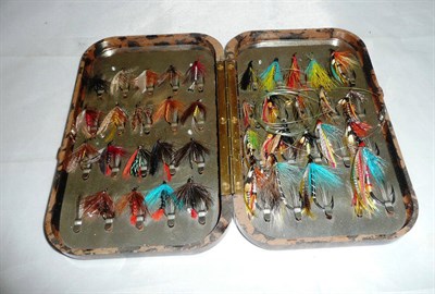 Lot 127 - A Hardy Brown Bakelite 'Neroda' Fly Box, containing a full complement of salmon and trout flies