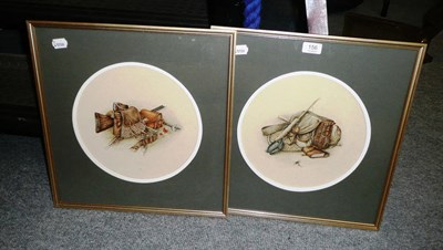 Lot 156 - Harry Spencer - `Dry Fly Fishing - June' and `Game Shooting - October', trophy vignettes, a pair of