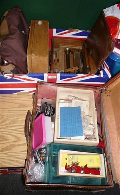 Lot 165 - Mixed Tackle, including a bag of fly boxes, flies and lures, a wooden cased fish weighing...