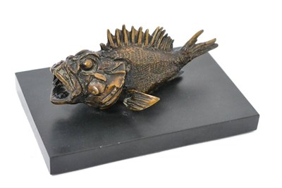 Lot 539 - Sally Arnup (1930-2015): A Bronze Study of a Grouper, signed ARNUP and numbered II/X, on a...