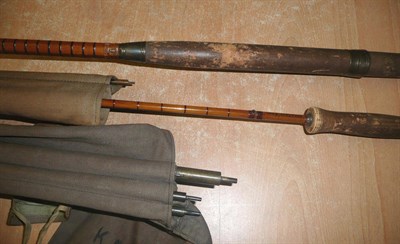 Lot 184 - Two Split Cane Fly Rods - 2pce J.B.Walker 'Gem' trout fly rod with agate lined butt ring, rod...