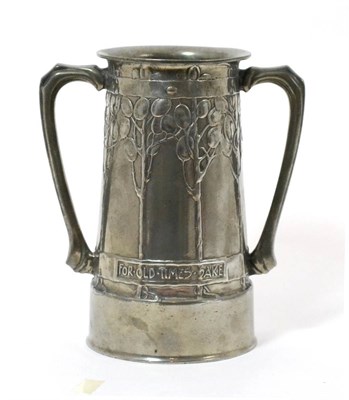 Lot 544 - David Veasey for Liberty & Co., A Pewter Twin-Handled Loving Cup, Model No.010, covered by...