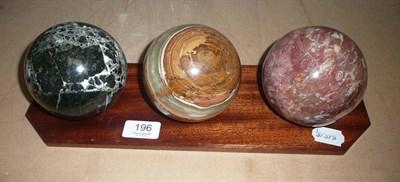 Lot 196 - A Group of Three Decorative Marble Spheres, of red, dark green and alabaster type, approx 9.5cm...