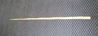 Lot 210 - Narwhal (Monodon monoceros), late 18th/early 19th century, single tusk, drilled with two holes...