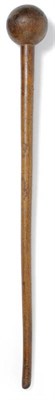 Lot 261 - A Rhinoceros Horn Knobkerrie, South Africa, Zulu, 64.5cm long, ball end 22.5cm circumference,...