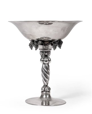 Lot 555 - A Danish Silver Grape Pattern Bowl/Comport, designed by Georg Jensen in 1918, 264A, on a domed...