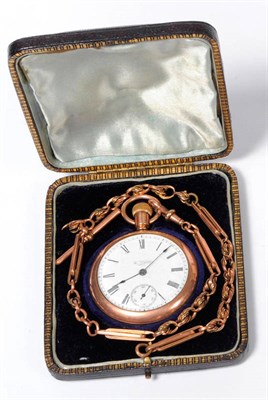 Lot 6 - An American 9ct Gold Presentation Pocket Watch and Double Albert, awarded to Robert Shaw of...