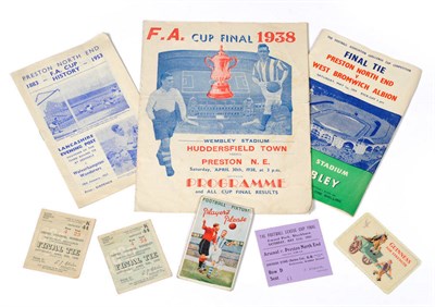 Lot 22 - Football Memorabilia, comprising a 1938 F.A.Cup Final programme and two ticket stubs - Huddersfield