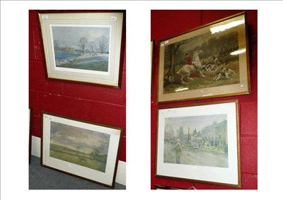 Lot 39 - Lionel Edwards - `Hunting Morning, Raby Castle (The Zetland), photographic colour print, signed...