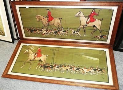 Lot 44 - Cecil Aldin - Comic Hunting Scenes, with the huntsman and hounds, and two whippers-in with...