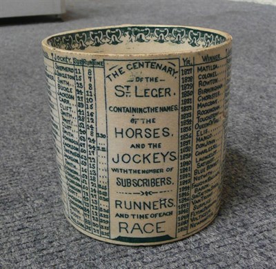 Lot 60 - A Centenary of the St Leger Pottery Mug 1876, manufactured by Lloyd & Co., Wilson Street,...