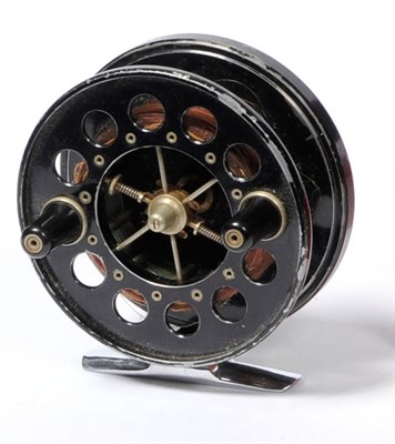 Lot 71 - An Allcock 3 3/4inch Alloy Aerial Reel, Reg.No.365019, with post war black enamelled finish,...