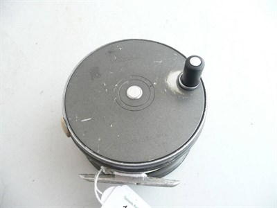 Lot 121 - A Hardy 3 3/4inch Alloy 'Perfect' Fly Reel, with wide drum, black handle, notched alloy foot,...