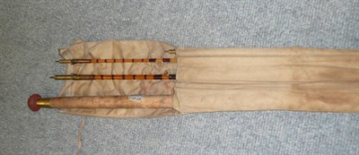 Lot 133 - A Lupton of Harrogate 12ft 3pce Split Cane Salmon Fly Rod, with burgundy whipping, two rod end...