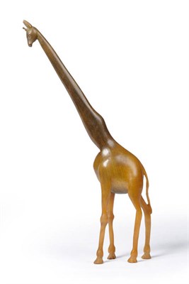 Lot 156 - A Rhinoceros Horn Carved Model of a Giraffe, Portuguese Colonial Africa, circa 1930, length...