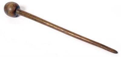 Lot 197 - A Rhinoceros Horn Knobkerrie (Club), South Africa, circa 1900, length 62.5cm, ball head...