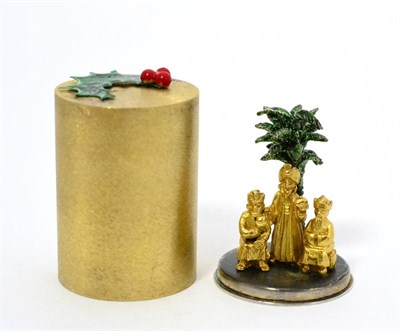 Lot 578 - Stuart Devlin (b.1931): A Silver-Gilt and Enamel Surprise Christmas Carol Box, London 1976,...