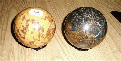 Lot 226 - A Pair of Large Turned Marble Decorative Spheres, one grey/brown composite, the other a...