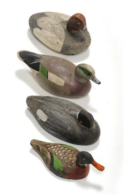 Lot 322 - A Carved Wood, Polychrome Painted and Lead Weighted Decoy Duck, by Bob Bedall, probably a teal,...