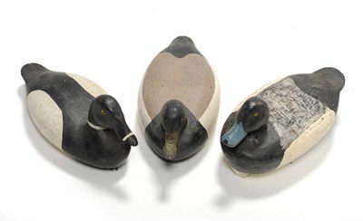 Lot 323 - Two Carved Wood Polychrome Painted and Metal Weighted Decoy Ducks, one stamped WCB, another CR; and