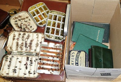 Lot 100A - A Collection of Fly Boxes and Flies, including a Hardy 'Neroda' bakelite fly box, Hardy dry fly...