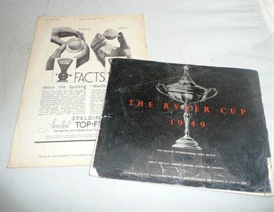 Lot 21A - A 1949 Ryder Cup Programme, signed by players and other staff;  Golf Illustrated Magazine 1936 (2)