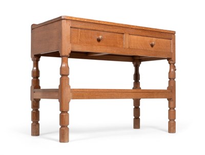 Lot 599 - A Robert  "Mouseman " Thompson 3' 6 " Serving Table, with upstand, fitted with two drawers, on four