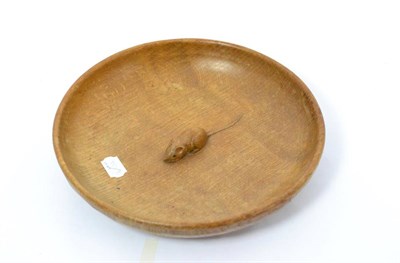 Lot 607 - A Robert  "Mouseman " Thompson Oak Fruit Bowl, with tooled interior and exterior, carved mouse...