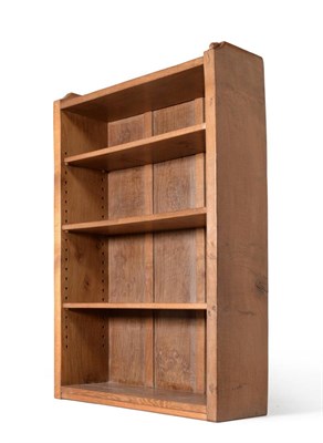 Lot 610 - A Robert  "Mouseman " Thompson Oak 4ft Open Bookcase, with raised upstand, solid ends and...