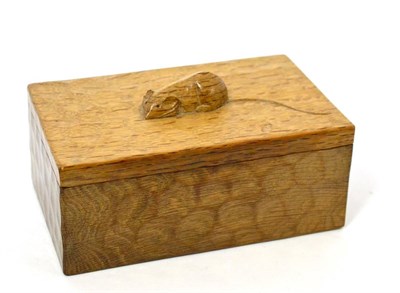 Lot 611 - A Robert  "Mouseman " Thompson Oak Trinket Box and Cover, of rectangular form, the cover with...