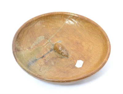 Lot 613 - A Robert  "Mouseman " Thompson Oak Fruit Bowl, with tooled interior and exterior, carved mouse...