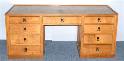 Lot 632 - An Alan Grainger Acorn Industries Bespoke Oak Pedestal Kneehole Desk, the rectangular...