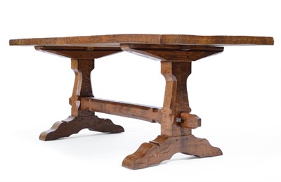 Lot 642 - A Jack Grimble of Cromer Oak 6ft Refectory Table, on two tooled supports joined by a central...