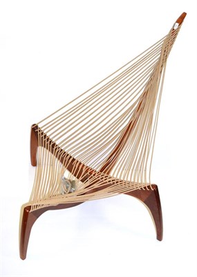 Lot 648 - Jorgen Hovelskov (1935-2005) Harp Chair, designed in 1968, teak flag halyard, cord seat and...