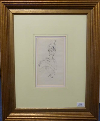 Lot 669 - Sir William Russell Flint RA, RWS, RSW, ROI, RE (1880-1961)  Study of a Flamenco dancer Initialled