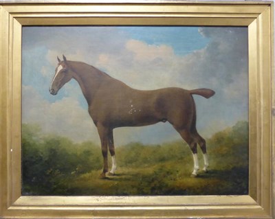 Lot 689 - Attributed to Julius Caesar Ibbetson (1759-1817)  Portrait of a chestnut horse standing in a...