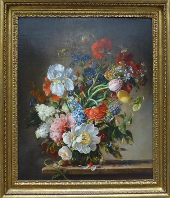 Lot 712 - Stuart Scott Somerville (1908-1983)  "Flowerpiece " Signed and dated (19)52, oil on canvas,...