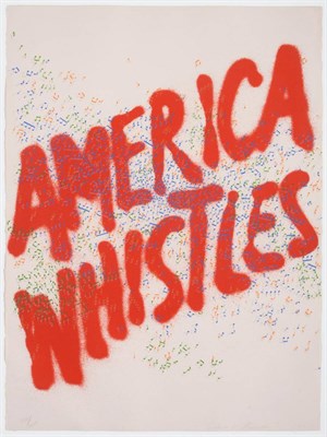 Lot 732 - Edward Ruscha (b.1937) American  "America Whistles " Signed in pencil and dated 1975, numbered...