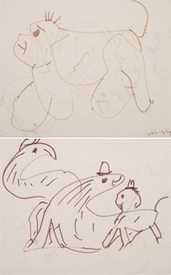 Lot 745 - Laurence Stephen Lowry RA (1887-1976)  Caricature study of a dog Initialled and dated 1969,...