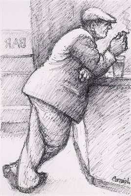 Lot 752 - Norman Stansfield Cornish (1919-2014)  "Man at a Bar " Signed, flowmaster pen, 39cm by 26cm...