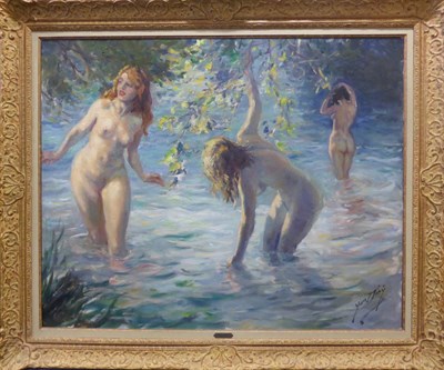 Lot 762 - Yves Diey (1892-1984) French  Les Baigneuses Signed, oil on canvas, 79.5cm by 99cm