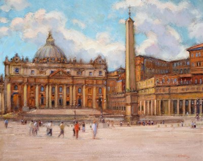 Lot 769 - John Mackie (b.1955)  "Vatican City " Signed, inscribed verso, oil on canvas, 59.5cm by 74.5cm  See