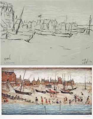 Lot 787 - After Laurence Stephen Lowry RA (1887-1976)   "The Beach " Signed in pencil, with the...