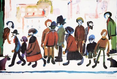 Lot 789 - After Laurence Stephen Lowry RA (1887-1976)   "People Standing About " Signed in pencil, with...